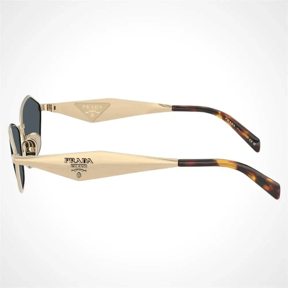 New PRADA Sunglasses Gold Metal 3D Logo Aviator Cat Eye - Picture 3 of 5